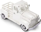 Metal Truck Decor,Farmhouse Truck Decor,Decorative Tabletop Storage & Pick-up Metal Truck Planter, 12.5" x 5.75" x 6.25" inches (White)