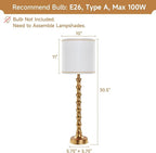30.5" Buffet Lamps Set of 2 for Living Room, Buffet Lamps for Dining Room, Gold Lamp Set of 2 for Credenza, Modern Golden Table Lamp Tall Skinny, Gold Bamboo Candlestick Lampset for Bedroom