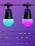 Govee Smart Outdoor String Lights 2, 96ft RGBIC Outdoor Lights with Dimmable Warm White LED Bulbs, 47 Scene Modes for Patio, Backyard, IP65 Waterproof, Works with Alexa, App Control