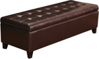 Joveco Storage Ottoman Bench, 51 Inch Leather Tufted Bench for End of Bed, Bedroom, Living Room, Dark Brown