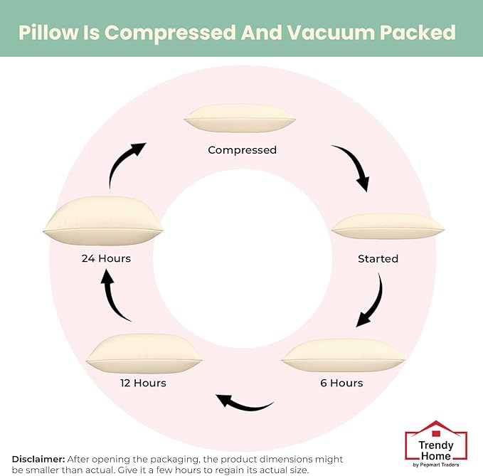 Trendy Home 16x16 100% Natural Cotton Throw Pillow Insert(Set of 2), Bed and Couch Pillows Stuffer Hypoallergenic, Decorative Home Outdoor Sofa Pillow Filler (Cotton, 2 Pack)