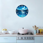 XFM Blue Moon Clock Kitchen Decorative Wall Clock Battery Operated 14 Inch Silent Wall Clock Non Ticking Glass Analog Clock
