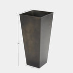 KOL 28''H. Tall Galvanized Steel Glazed Planter with Insert, Set of 2, Planter Pots for Indoor & Outdoor Use, Decorative Flower Plant Pots with Drainage Hole for Front Porch, Patio, Deck - Black