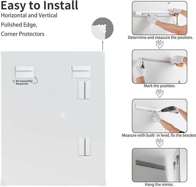 Mirrorons Beveled Mirror, Bathroom Mirrors for Wall 24" x 36", Frameless Rectangle Bathroom Mirror with Beveled Edge, Hangs Horizontally or Vertically, Upgraded Packing