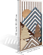 IARTTOP Abstract Mountain Wood Wall Art Large geometric Forest Pine Trees Wooden Wall Decor Boho Sun Nature Landscape Wall Decor for Bedroom Living Room Office-16 x32 Inch Set of 3