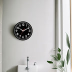 Wall Clock Black Battery Operated 10 Inch Simpel Silent Non Ticking Analog Decorative for Kitchen Bathroom Bedroom Office Living Room School Classroom(Black)