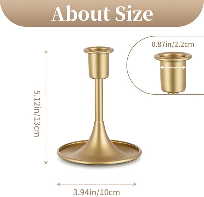 Sziqiqi Gold Candlestick Candle Holder - Taper Candles Holder for Table Centerpiece Metal Candle Holders for Wedding Anniversary Decorative Candle Stands for Advent Shabbat
