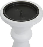 Deco 79 Mango Wood Turned Style Pillar Candle Holder, Set of 3 10", 8", 6"H, White