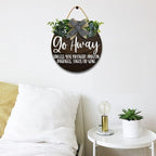 Go Away Hanging Wall Sign for Front Door Home Kitchen Decor Rustic Wooden Round Sign Wall Decoration for Kitchen Dining Room Living Room Bedroom Outdoor