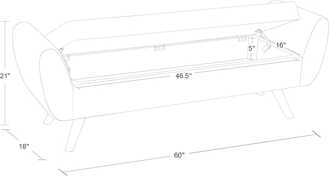 HomePop Modern Storage Bench with Wood Legs Home Décor|Bench with Storage for Living Room & Bedroom - Brown Boucle
