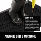 GORILLA GRIP 100% Waterproof All-Season WeatherMax Doormat US Designed Natural Rubber, Stain and Fade Resistant, Low Profile Indoor Outdoor Door Mats, Easy Clean Patio Mat, 23x35, Black Diamond