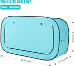 Bed Tent Twin Bed Canopy Portable Dream Tent for Adult Indoor Sleeping Tents with 2 Doors Breathable Private Space Tents, Teal