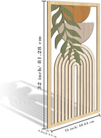 IARTTOP Boho Mid-century Modern Wood Wall Art 16x32 Inch Large Green Abstract Wood Wall Decor Mid Century Bohemian Artwork for Bedroom Living Room Office Kitchen Set of 3