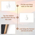 Aurlan Boho Mountain Sunset Landscape Framed Wall Art(16"x24"), 3PCS Green Blue Ridge Grand Teton National Park Canvas Artwork, Abstract Modern Watercolor Nature Forest Scenery Decor for Home Office Bedroom