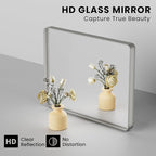 Brushed Nickel Bathroom Mirror 36x36 Inch, Brushed Silver Metal Frame Mirror Wall Mounted, Rounded Bathroom Vanity Mirror, Tempered Glass, Anti-Rust, Horizontal/Vertical