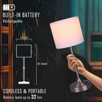 Rechargeable Battery Powered Table Lamp, Wireless LED Lamps, Cordless Touch Lamps, Stepless Dimmable Bedside Lamps, Night Lamp for Bedroom, Dinning Room, Kitchen Decor, Office (Silver)