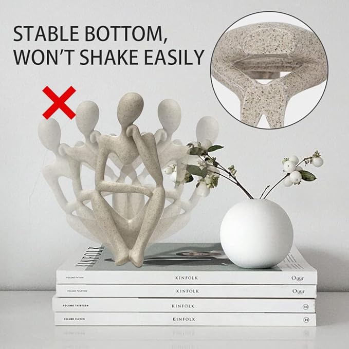 Sandstone Resin Thinker Style Abstract Sculpture Statue Collectible Figurines Home Office Bookshelf Desktop Decor(Sandstone - Right Reverie)