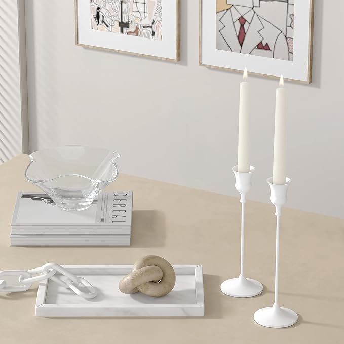 Candlestick Holders White, 3 Packs Taper Candle Holder for Candlesticks, Candle Sticks Holder Decor for Home Decor