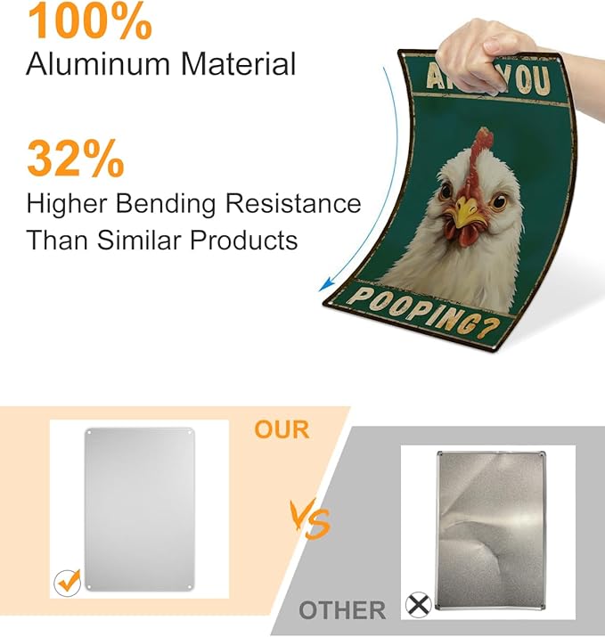 ALKB Chicken Metal Sign for Bathroom Decor - 8x12 Inch Are You Pooping Vintage Chicken Sign Gifts for Chicken Owners