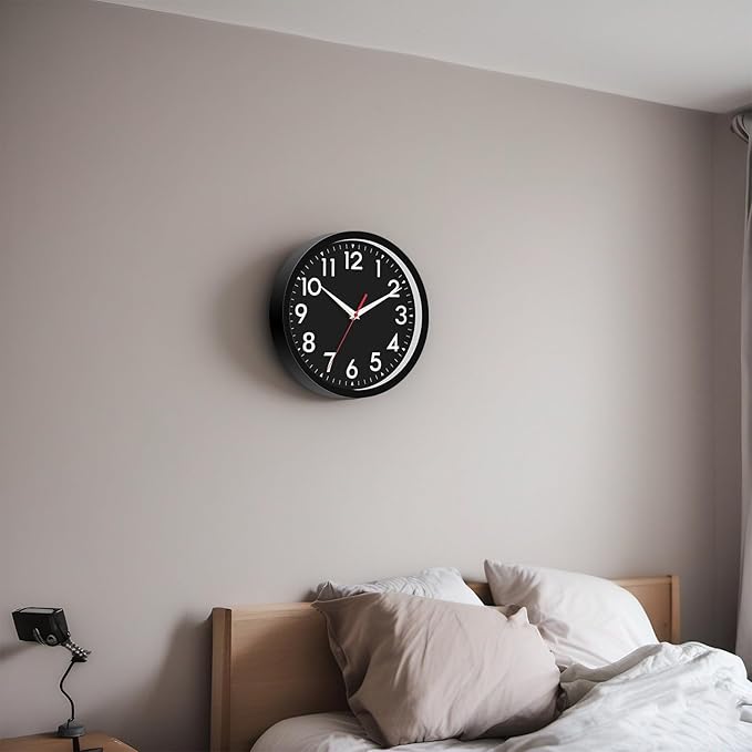Wall Clock Small Analog 8 Inch Silent Non Ticking Battery Operated Modern Simple Decorative for Kitchen Office Bedroom Bathroom Living Room
