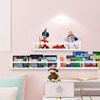 AZSKY Nursery Bookshelves White, 24 Inch Floating Bookshelves for Wall Set of 3, Baby Kids Decor, Solid Wood Wall Mounted Shelves for Books, Toys and Decor Storage