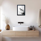 Framed Elephant Wall Art Black and White Bathroom Wall Decor Funny Animal Canvas Print Artworks for Bathroom