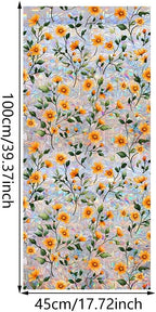 Window Film, Decorative Rainbow Yellow Flowers Stained Static Glass Window Clings Stickers for Home Office Living Room Bedroom Glass Windows Door Decor 17.72 x 39.37 Inches