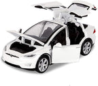 Toy Car Model X, Pull Back Car Toys Alloy Vehicles with Lights and Sound 1:32 Scale Model Car (White)