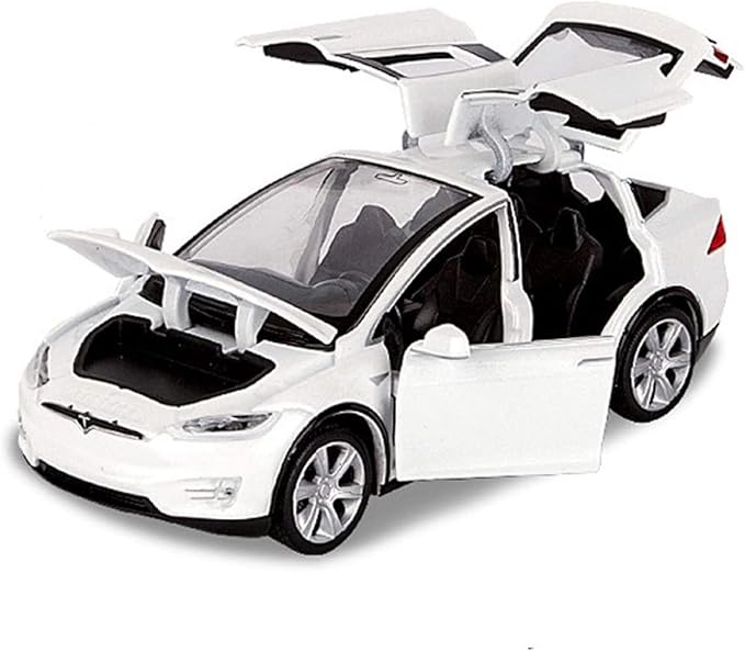 Toy Car Model X, Pull Back Car Toys Alloy Vehicles with Lights and Sound 1:32 Scale Model Car (White)