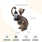 WHIMSYNOOK 10.7" Bronze Cat Solar Garden Statue Light – Cute Kitty Design, Bronze Finish, Solar-Powered LED, Outdoor Yard & Lawn Décor, for Cat Lovers, Mom, and Garden Enthusiasts