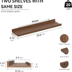 23.6 Inches Long Floating Shelves Wall Mounted, 2 Set Farmhouse Wall Shelf for Bedroom, Nursery Book Shelf with Lip, Picture Ledge Shelf for Wall Decor Living Room Bathroom Kitchen- Walnut