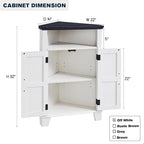 Corner Bathroom Cabinet, Farmhouse Small Corner Cabinet with Barn Door & Adjustable Shelf, Storage Cabinets for Bathroom, Kitchen, Living Room, Off White