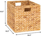 10.5 x 10.5in Wicker Storage Baskets for Shelves, Water Hyacinth Storage Baskets, Woven Baskets for Storage, Wicker Storage Basket for Bedroom, Living Room (6 Packs 10.5x10.5in)