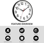 18 Inch Wall Clock, Modern Battery Operated Wall Clocks, Silent Non Ticking Large Analog Clock for Living Room, Office, Home, Bedroom, Kitchen, Bathroom(Black)