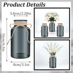 Vintage Glass Flower Vase，6 Pack Farmhouse Black Glass Centerpiece Vases Mason Jars for Halloween Weddings, Parties & Home Decor Bulk (6, Black)
