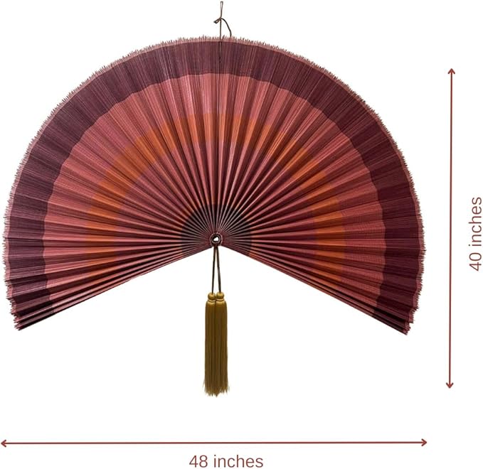 Fan Wall Decor,Japanese Wall Fan Decor,Large Bamboo Fan Wall Art For Boho Hanging Headboard,Decorative Folding Fan For Over Bed Decorations,Large Wall Dcor (Terracotta, 40inch)