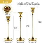 Candlestick Holders Gold, 3 Packs Taper Candle Holder for Candlesticks, Candle Sticks Holder Decor for Home Decor