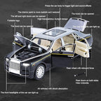 Alloy Collectible Rolls-Royce Phantom Model Toy Car, 1/32 Scale Diecast Car Model Pull Back Vehicles Phantom Toy with Sound & Light, Car Logo Can be Folded