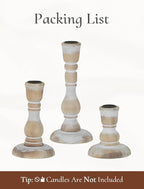 Wooden Candlestick Holders Rustic: Farmhouse Wood Taper Candle Holders Boho Candle Sticks Holder Fall Decor for Dinning Table Mantle Party Holiday Christmas Wedding Home Set of 3