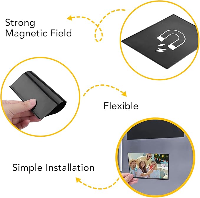 YixangDD 5 Pack Magnetic Picture Frame, 4 x 6 Inches Fridge Magnetic Photo Frames, Magnetic Photo Frames for Refrigerator, Home, School, Office (Black)