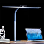 G Keni 3400LM Ultra Bright LED Desk Lamp with Clock for Home Office, 31.5″W x 27″H, 25W Auto-Fill Brightness Desk Light with Timer, Touch Gooseneck Architect Lights for Work Study Read (Base)