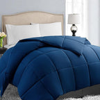 EASELAND Twin XL Down Alternative Comforter - Quilted Duvet Insert for All Seasons, Soft Lightweight with Corner Tabs, Summer Winter Warm Bedding, Navy 68×92 Inches