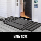 GORILLA GRIP 100% Waterproof All-Season WeatherMax Doormat US Designed Natural Rubber, Stain and Fade Resistant, Low Profile Indoor Outdoor Door Mats, Easy Clean Patio Mat, 17x29, Coffee Square
