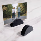 UNIQOOO 10 Set 2" Arch Black Birch Wood Stand with Cards |1.2mm Slot, for Name Cards, Place Card Holder, Photo Display Stand | for Event Decor, Retail Shop, Cafe Restaurant Menu, Business Card, Name Tag