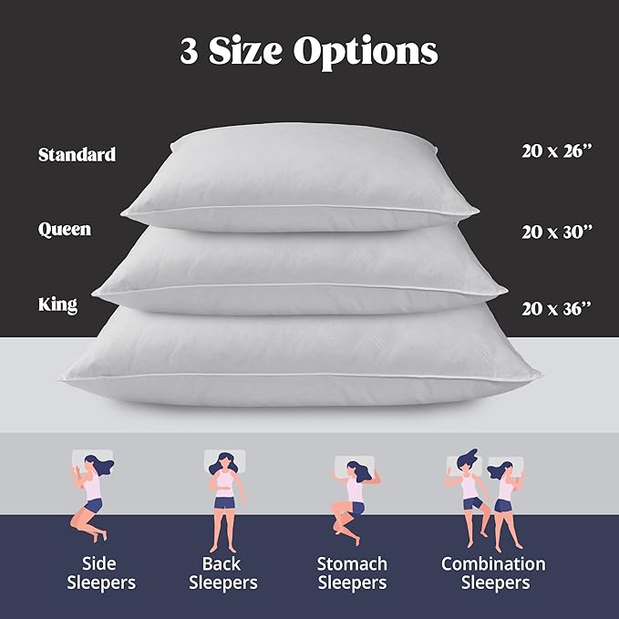 puredown® Soft Bed Pillows for Sleeping, Goose Feather Down Pillows Hotel Collection King Size of 2, Geometric Pattern Embossing Pillows for Back Stomach Side Sleepers (20 x 36, 2 Pack)