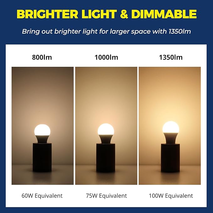 Lightinginside Smart Light Bulbs 100W Equiv., 1350LM 11W Smart Bulb Works with Alexa/Google Home/Smart Life, A19 E26 RGBCW Color Changing, No Hub Required, 2.4G WiFi Bluetooth Bulb, ETL Listed, 6PCS