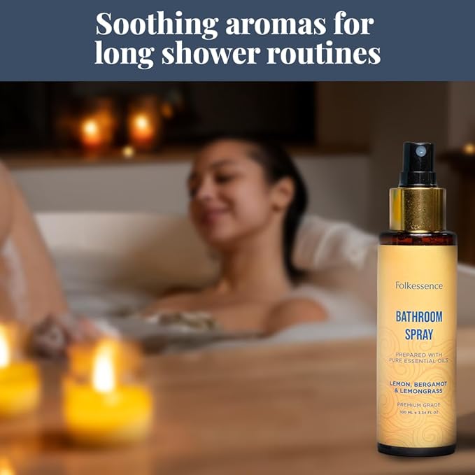 Folkulture Bathroom Spray - Odor Eliminator | Fragrance Freshner Sprays for Toilet, Home | Guest Bathrooms Essentials Before You Go Toilet, Poop, Shower Spray for Fresh Smell | Citrus - 3.34 Fl oz