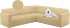 HDCAXKJ Sectional Couch Cover L Shape Stretch Sofa Covers Washable Jacquard Corner Couch Slipcover Non Slip Sectional Slip Cover U Shaped Furniture Protector for Pets Dogs (Beige, Large)