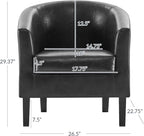 BELLEZE Accent Barrel Chair, Set of 2 Faux Leather Round Club Tub Sofa Corner Chair with Flared Legs and Cozy Soft Padding for Living Room Bedroom Waiting Room - Black