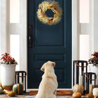 Admired By Nature Autumn Corn Husk Wreath - 26" Natural Fall Color Artificial Wreath - For Home Decor, Offices, Weddings, Events, Parties, Thanksgiving